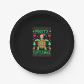 Merry Turtlemas Christmas Lights Cute Turtle Santa Papieren Bordje (Voorkant)