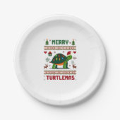Merry Turtlemas Christmas Lights Cute Turtle Santa Papieren Bordje (Voorkant)