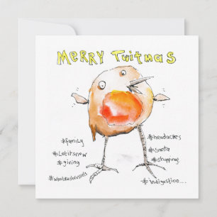 Merry Twitmas Christmas Robin Feestdagenkaart