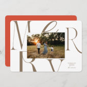 MERRY Typographie Carte de Noël (Devant / Derrière)