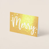 Merry Typography Script Modern Photo Christmas Folie Kaarten (Voorkant)