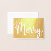 Merry Typography Script Modern Photo Christmas Folie Kaarten (Voorkant met envelop)