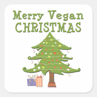 Merry Vegan Kerstan Vierkante Sticker