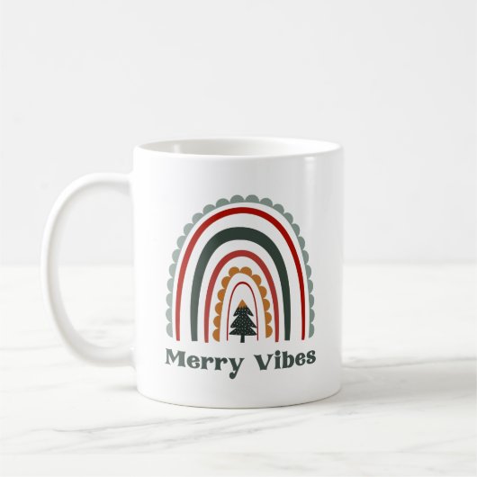 Merry Vibes Boho Rainbow Retro Kerstmis Koffiemok (Links)