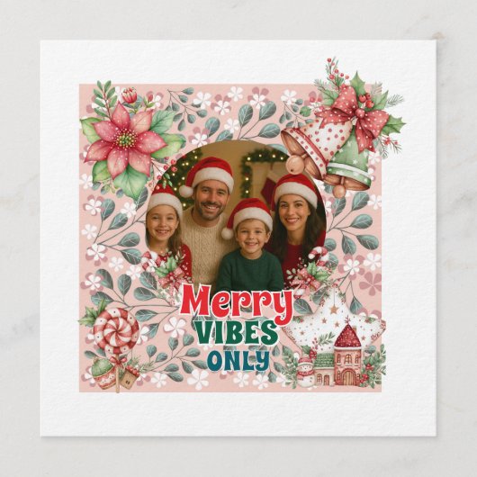Merry Vibes Only – Funny Christmas Card Kaart (Voorkant)