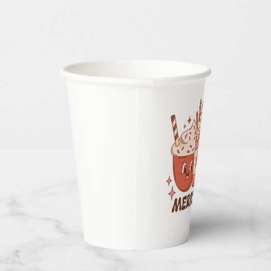 Merry Vibes Retro Holiday Coffee Latte Paper Papieren Bekers (Rechts)