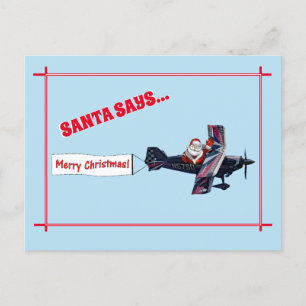 Merry Waving Santa Says   Briefkaart