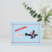 Merry Waving Santa Says Briefkaart (Staand voorkant)