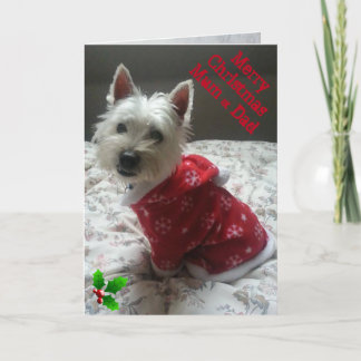 Merry Westie Christmas Card Mum & Dad Feestdagen Kaart