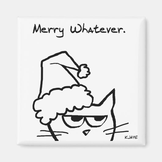 Merry What - Grumpy Kerstmis van de kat Magneet (Voorkant)