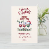 Merry Wine Christmas Feestdagenkaart (Staand voorkant)