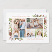 Merry Winter Floral 4 Afbeelding Familie Foto Coll Feestdagenkaart (Voorkant)