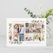 Merry Winter Floral 4 Afbeelding Familie Foto Coll Feestdagenkaart (Staand voorkant)