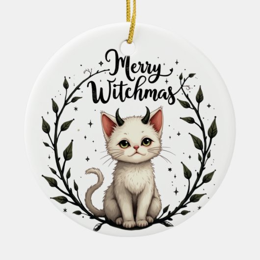 Merry Witchmas - Adorable Cat with Horns Ornament (Voorkant)