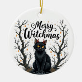 Merry Witchmas Black Cat Ornament (Voorkant)