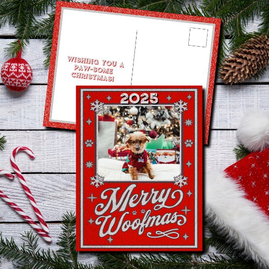 Merry Woofmas Animaux de Noël Carte postale