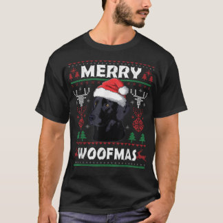 Merry Woofmas Black Lab Kersthond L T-shirt
