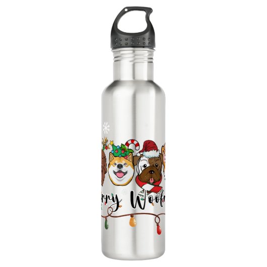 Merry Woofmas Bouteille d'eau (Devant)