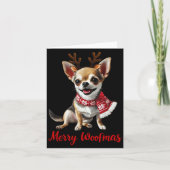 Merry Woofmas Chihuahua Dog Meme In Reindeer Antle Kaart (Voorkant)