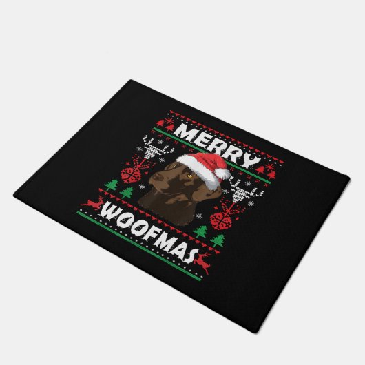 Merry Woofmas Chocolade Kerstmis Labrador Lover Deurmat (Schuin)