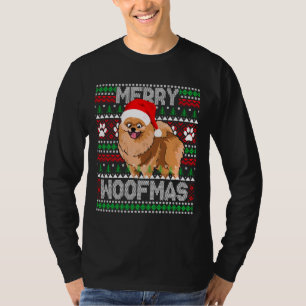 Merry Woofmas Cute Pomeranian Dog Ugly Sweater T-shirt