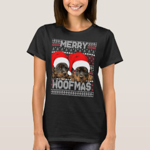 Merry Woofmas de Puppies van de Rottweiler met San T-shirt