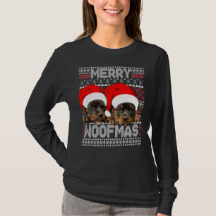 Merry Woofmas de Puppies van de Rottweiler met San T-shirt