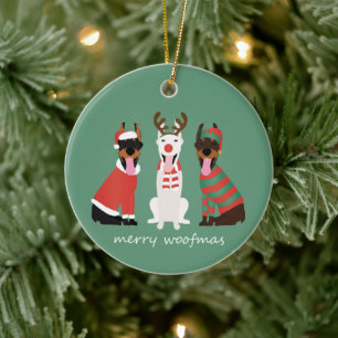 Merry Woofmas Dobermann Kersthonden Keramisch Ornament