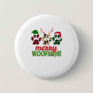 MERRY WOOFMAS Dog Paw kerstbuffel Ronde Button 5,7 Cm