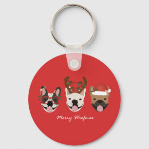 Merry Woofmas Franse Bulldogs Kerstmis Sleutelhanger
