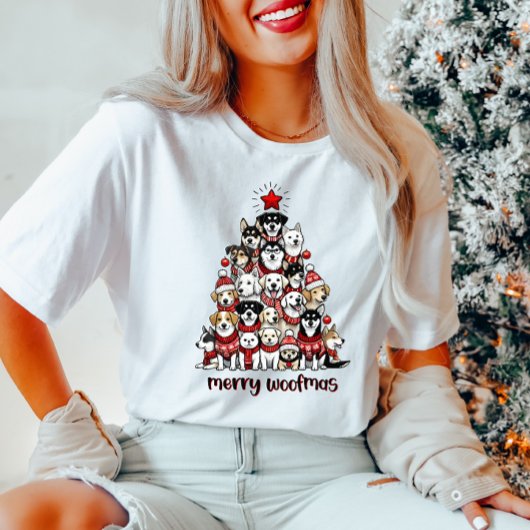 Merry Woofmas Hond Kerstboom T-shirt
