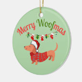 Merry WOOFmas Keramisch Ornament (Links)