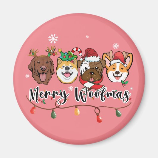 Merry Woofmas Magnet de typographie (Devant)