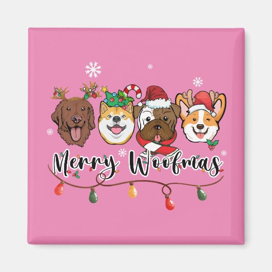 Merry Woofmas Magnet de typographie (Devant)