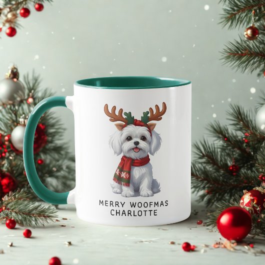 Merry Woofmas Maltese hond Kerst Koffie Mok