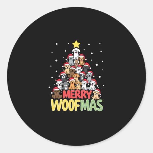 Merry Woofmas - Merry Christmas For Dog Lovers (3) Ronde Sticker (Voorkant)