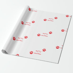 Merry Woofmas Paw Print Red Statement Cadeaupapier
