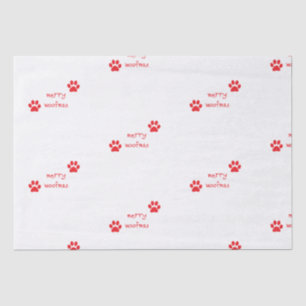 Merry Woofmas Paw Print Red Statement Tissuepapier