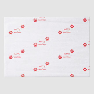 Merry Woofmas Paw Print Red Statement Tissuepapier