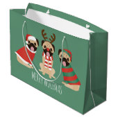 Merry Woofmas Pug Dogs Groot Cadeauzakje (Achterkant Gekanteld)