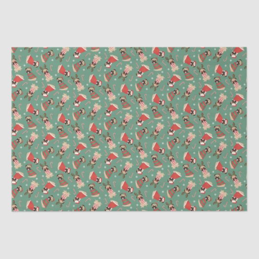 Merry Woofmas Pug Dogs Tissuepapier (Voorkant)