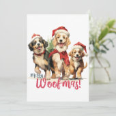 Merry Woofmas Puppy Design Schattige Huisdier Hon Feestdagenkaart (Staand voorkant)