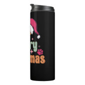 Merry Woofmas Retro Kerst roze Hond T-shirt Des Thermosbeker (Geroteerd rechts)