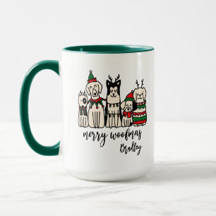 Merry Woofmas Schattige Dogs Christmas Custom Name Mok