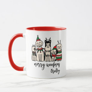 Merry Woofmas Schattige Dogs Christmas Custom Name Mok