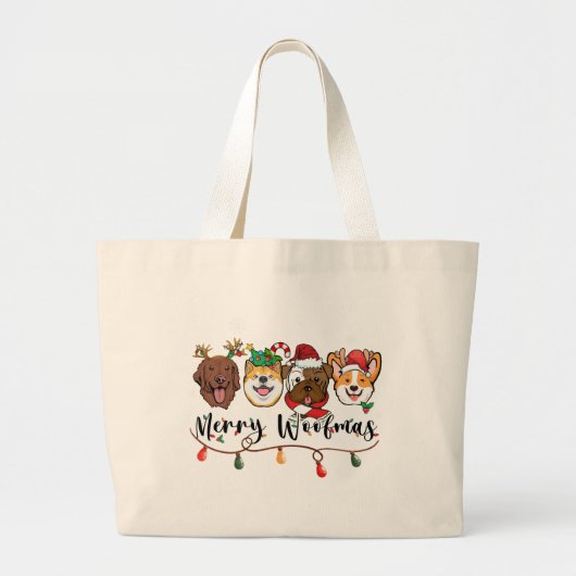 Merry Woofmas Typography Canvas tas (Voorkant)