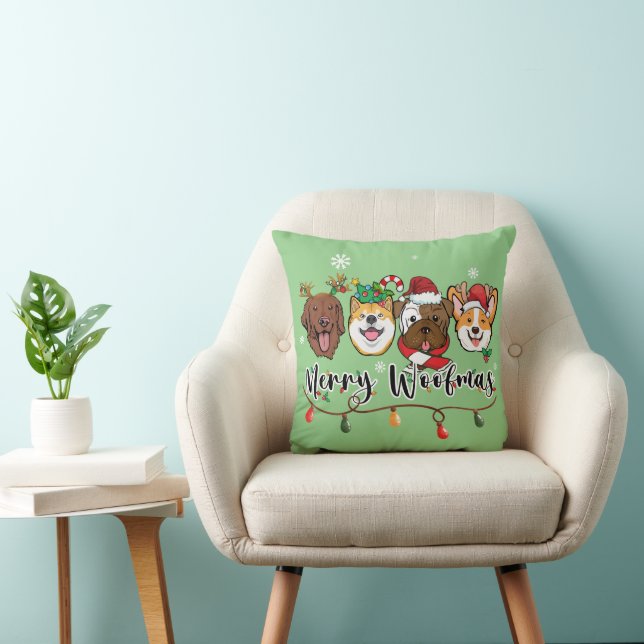 Merry Woofmas Typography Sierkussen (Stoel)
