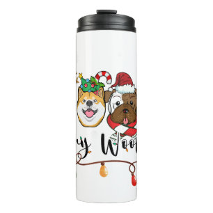 Merry Woofmas Typography Thermal Tumbler Thermosbeker