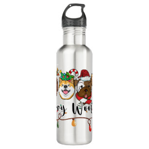 Merry Woofmas Typography Water Bottle Waterfles