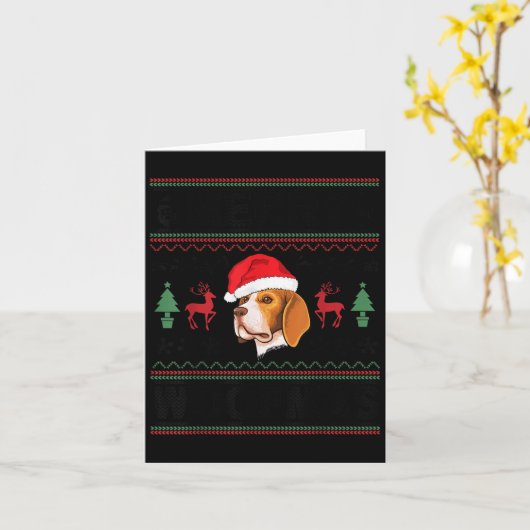 Merry Woofmas Ugly Christmas Beagle Xmas Party Kaart (Gele Bloem)
